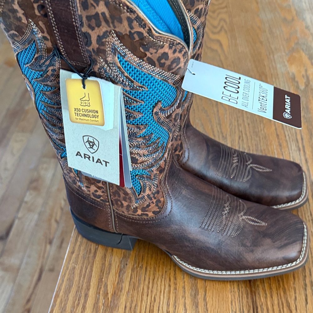Ariat Brown and Teal Western Boots NEW